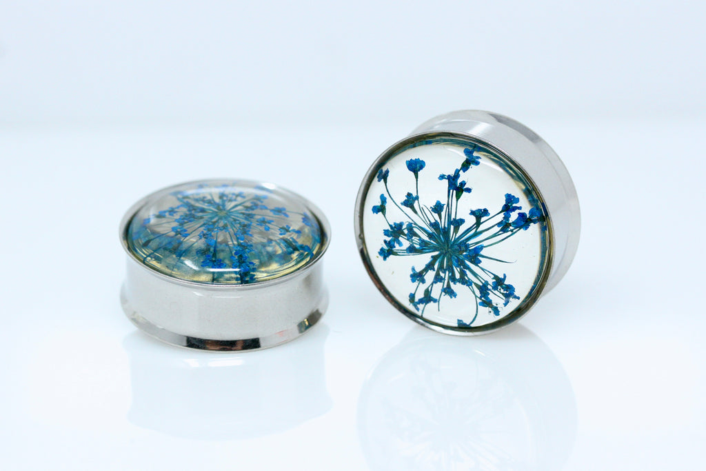 Ocean Bloom Stainless Steel Plugs (Pair) - PSS240