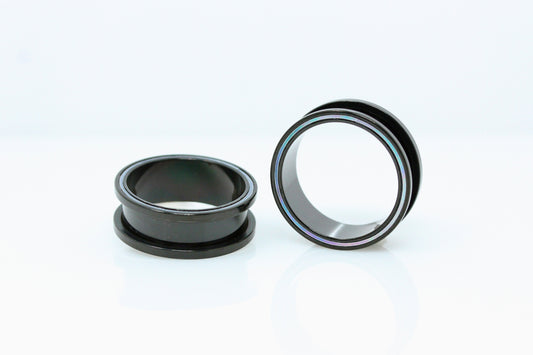 Black with Mother of Pearl Tunnels (Pair) - PSS245