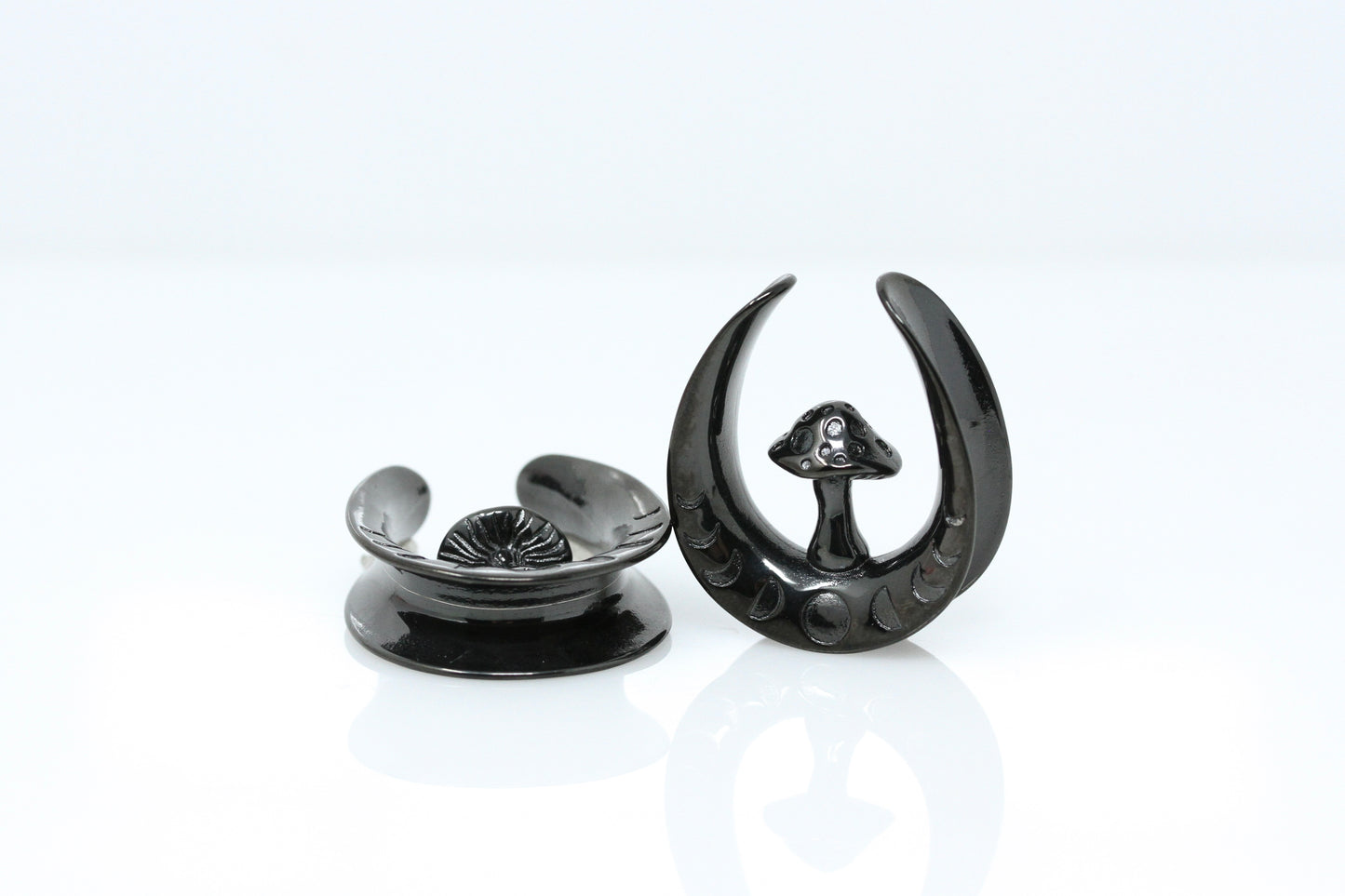 Black Mushroom Stainless Steel Saddles (Pair) - PSS249