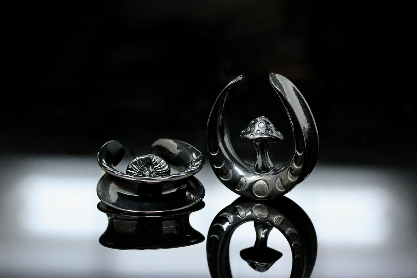 Black Mushroom Stainless Steel Saddles (Pair) - PSS249