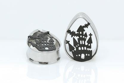 Haunted House Stainless Steel Teardrop Tunnels (Pair) - PSS252