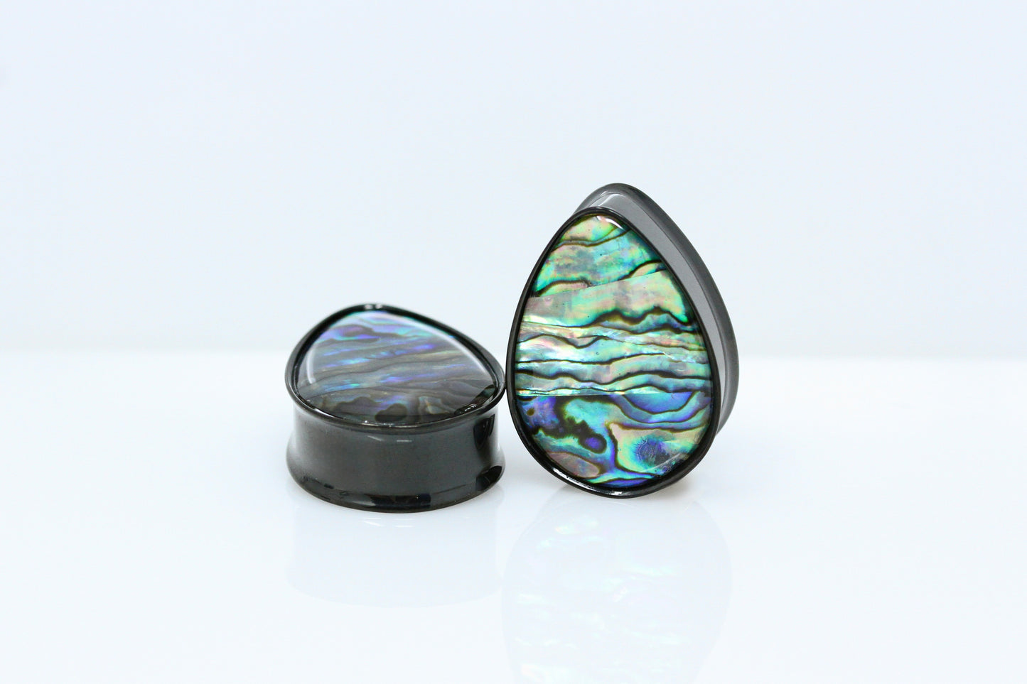 Abalone Teardrop Stainless Steel Plugs (Pair) - PSS67