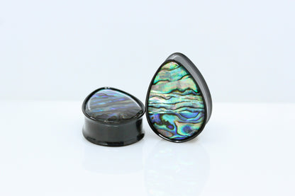 Abalone Teardrop Stainless Steel Plugs (Pair) - PSS67