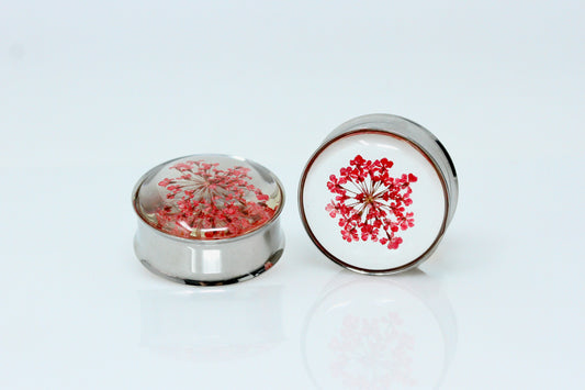 Pink Bloom Stainless Steel Plugs (Pair) - PSS71