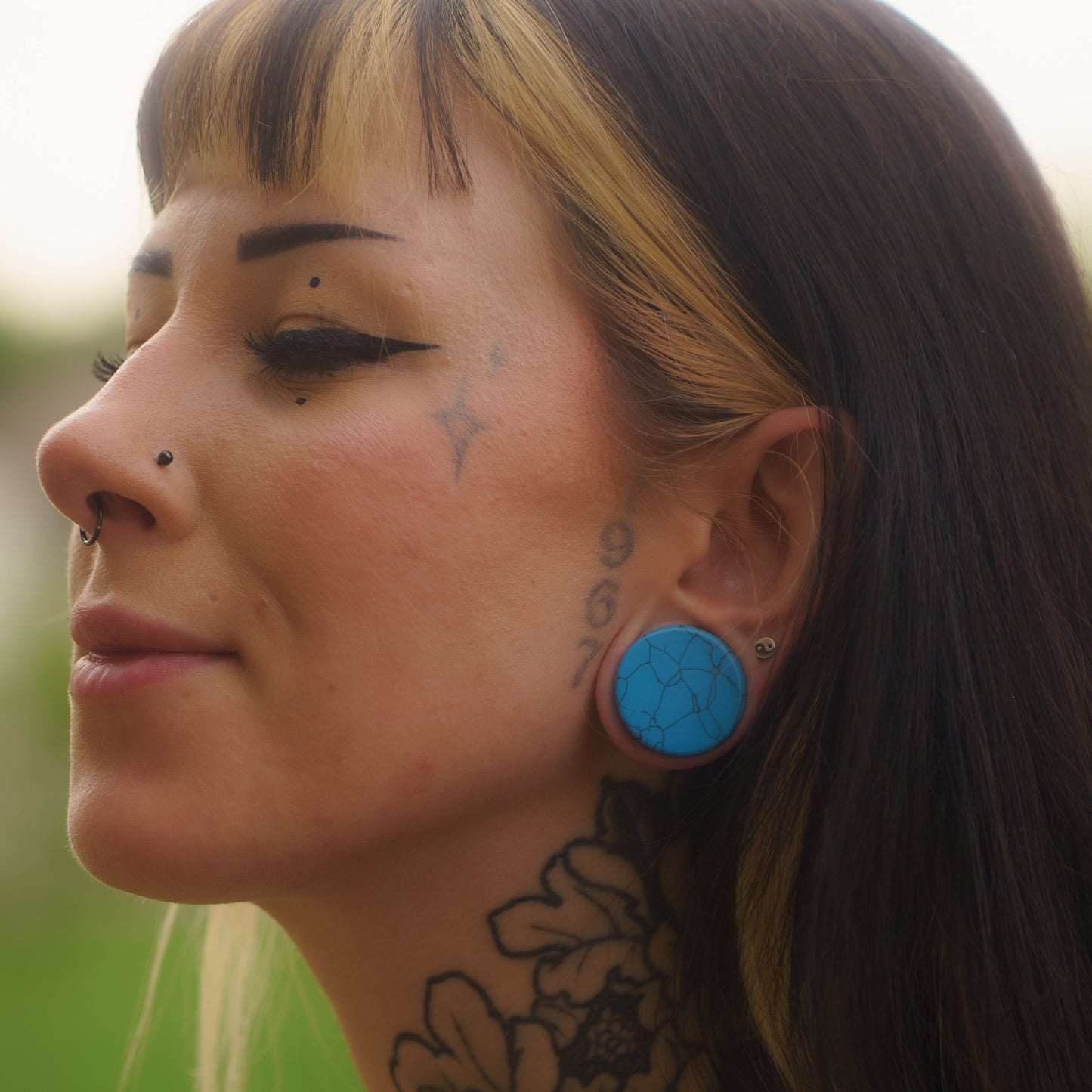 Blue Howlite Plugs for stretched ears (Pair) - PH50