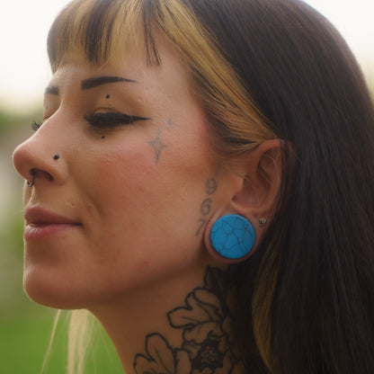 Blue Howlite Plugs for stretched ears (Pair) - PH50