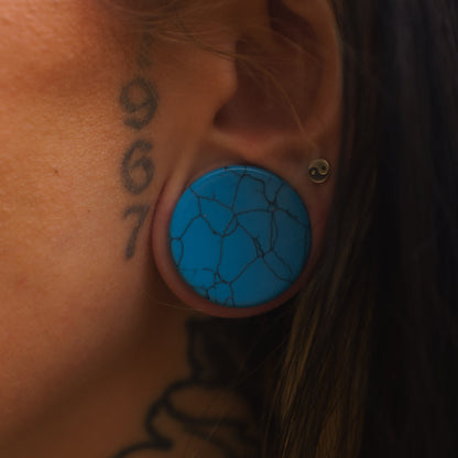 Blue Howlite Plugs for stretched ears (Pair) - PH50