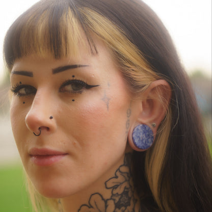 Sodalite Plugs for Stretched Ears (Pair) - PH144
