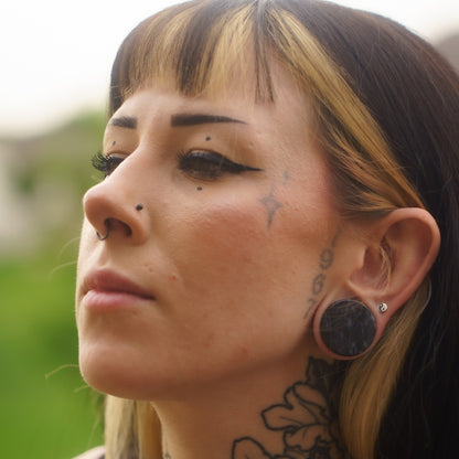 Black Magma Stone Plugs for stretched ears (Pair) - PH52