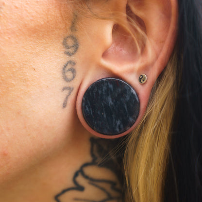 Black Magma Stone Plugs for stretched ears (Pair) - PH52