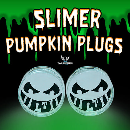 Slimer Pumpkin Glass Plugs (Pair) - G078