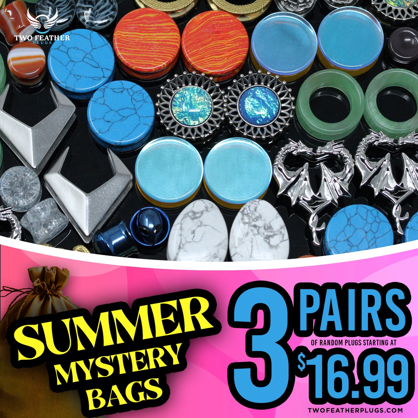Summer Mystery Bag - 3 Pairs of Random Plugs - GBSUMMER