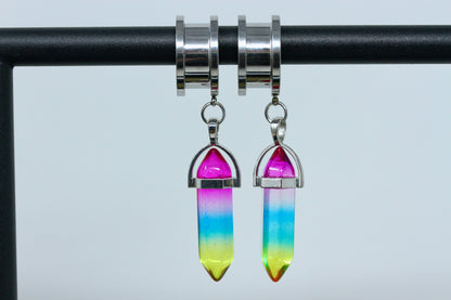 Rainbow Wand Danglers - Screw on Gold Tunnel (Pair) - TF158