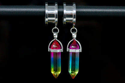 Rainbow Wand Danglers - Screw on Gold Tunnel (Pair) - TF158