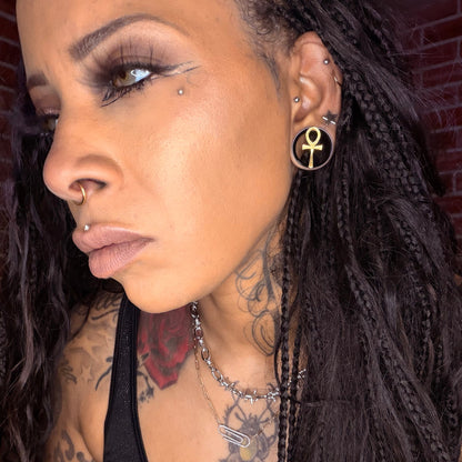 Ankh Stainless Steel Tunnels - Screw on Plugs (Pair) - PSS162