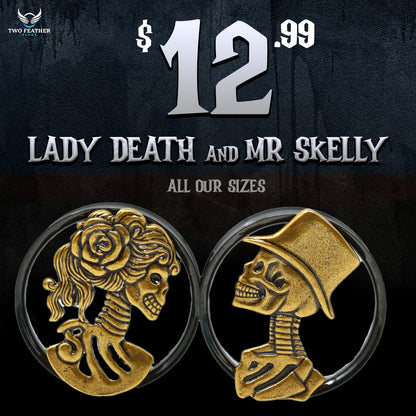 Lady Death and Mr Skelly Stainless Steel Plugs - PSS175