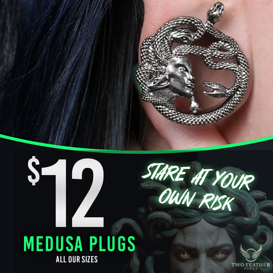 Medusa Snake Stainless Steel Tunnels (Pair) - PSS79