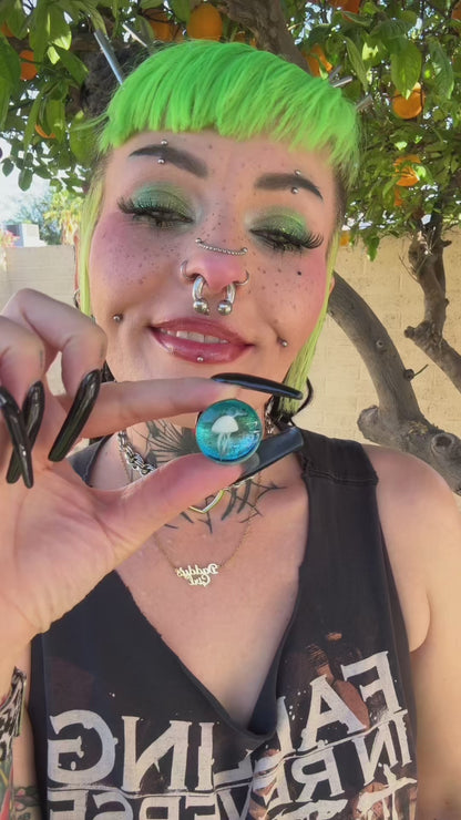 White JellyFish Glass Plugs (Pair) - G062