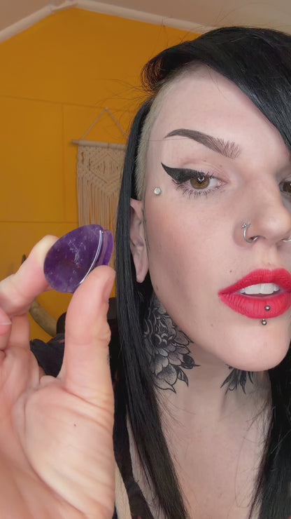 Amethyst Teardrop Plugs - Double Flared Amethyst Plugs (Pair) - PH19