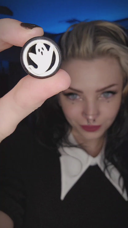 Wood and Bone Ghost Plugs - Hand Carved (Pair) - PA129