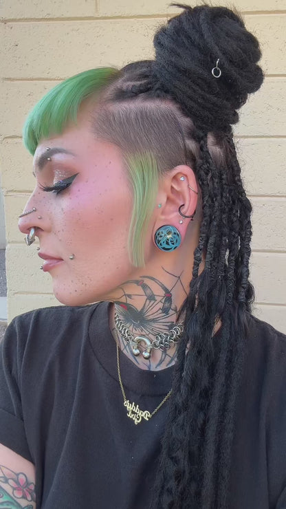 Blue Smoke Glass Plugs (Pair) - G030