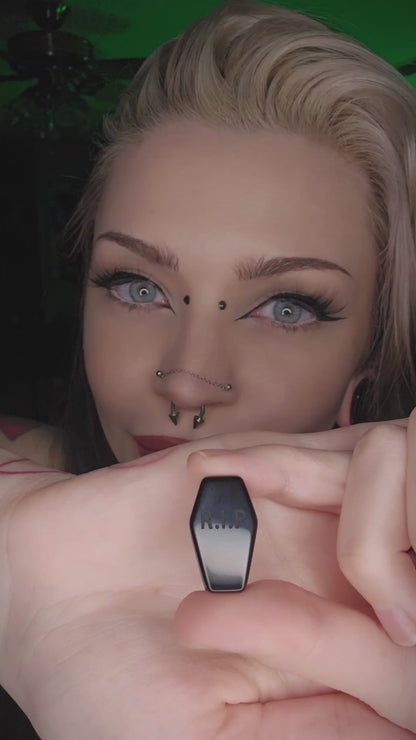 Black RIP Obsidian Coffin Plugs - PH96