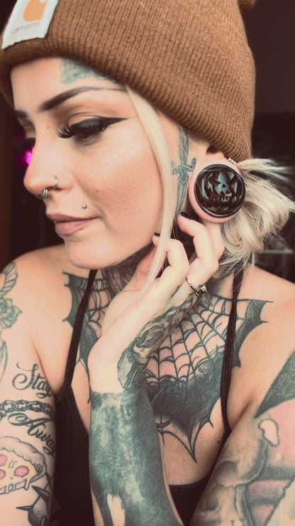 Rotten Pumpkin Plugs - Wooden Plugs (Pair) - PA144