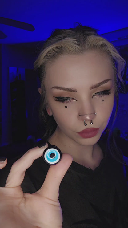 Evil Eye Glass Plugs (Pair) - G067