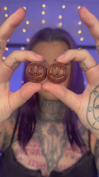 Psycho Pumpkin Plugs - (Pair) - PA141