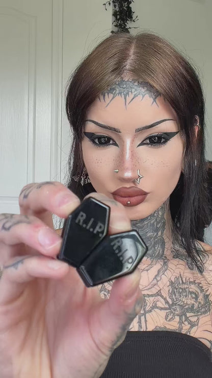 Black RIP Obsidian Coffin Plugs - PH96