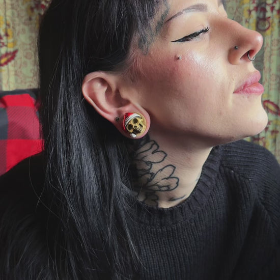 Santa skull wood plugs