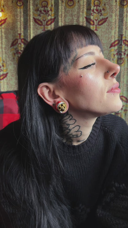 Santa skull wood plugs