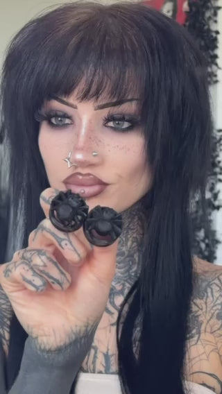 Black Spider Wooden Plugs - (Pair) - PA119