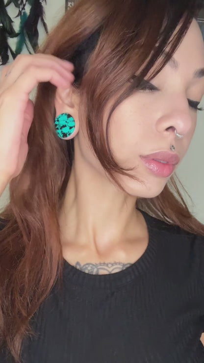 Turquoise Color Double Flare Plugs (Pair) - PH198