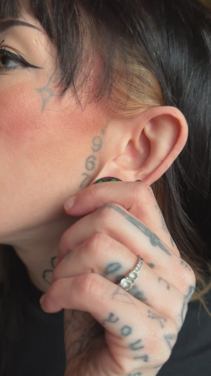 Four Leaf Clover Glass Plugs (Pair) - G035