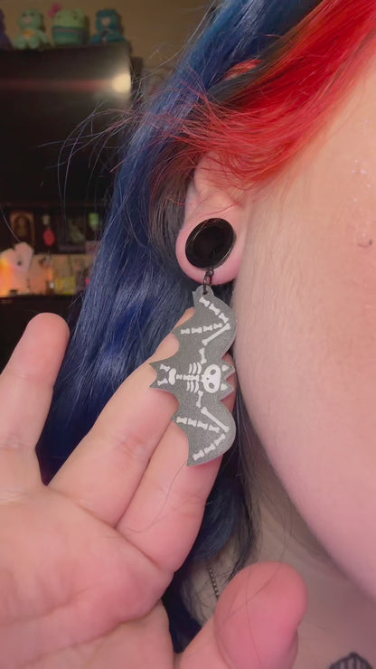 Skeleton Bat Stainless Steel Danglers - (Pair) - TF108