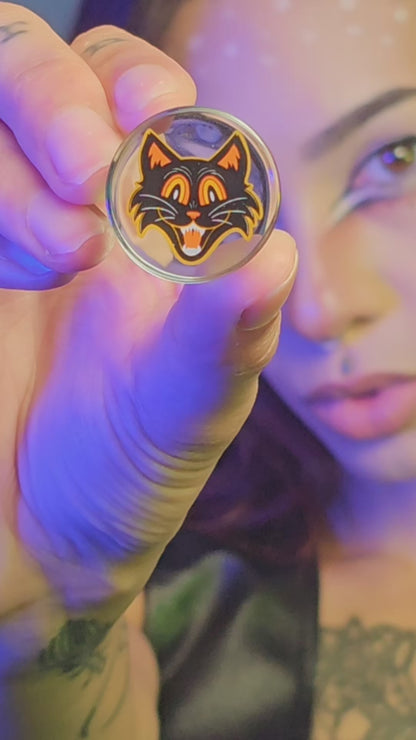 Vintage Spooky Cat Glass Plugs (Pair) - G077