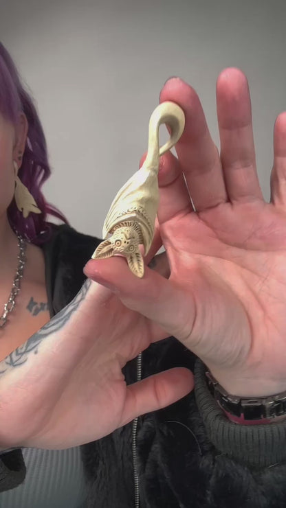 Albino Bat Twisting Hangers - Crocodile Wood (Pair) - E019