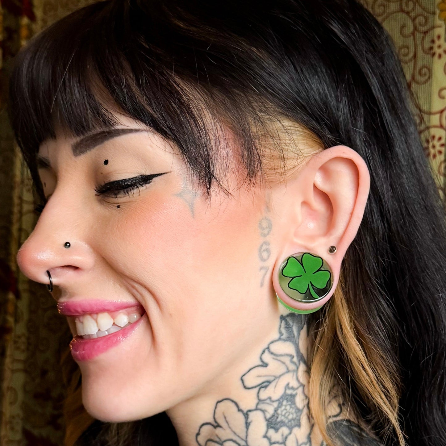 Four Leaf Clover Glass Plugs (Pair) - G035