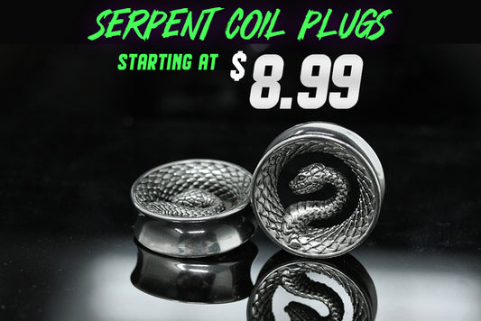 Serpent Coil Plugs - Stainless Steel Plugs - (Pair) - PSS262
