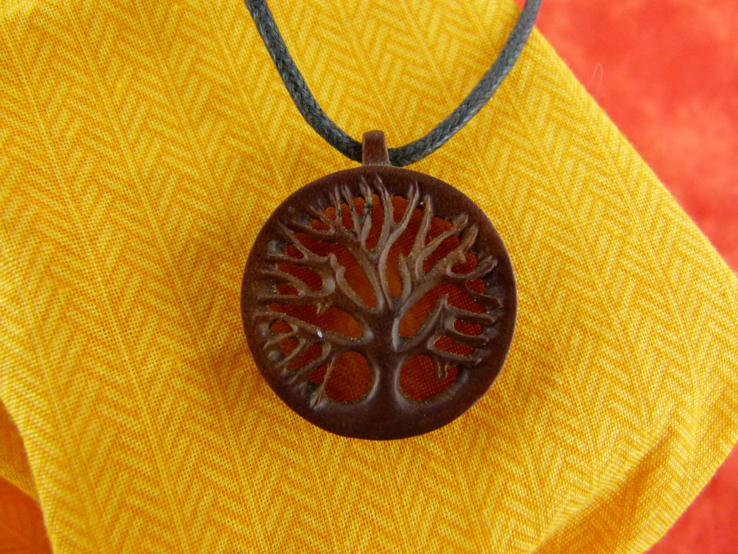 Hand Carved Yoga Tree Of Life Necklace - Z019