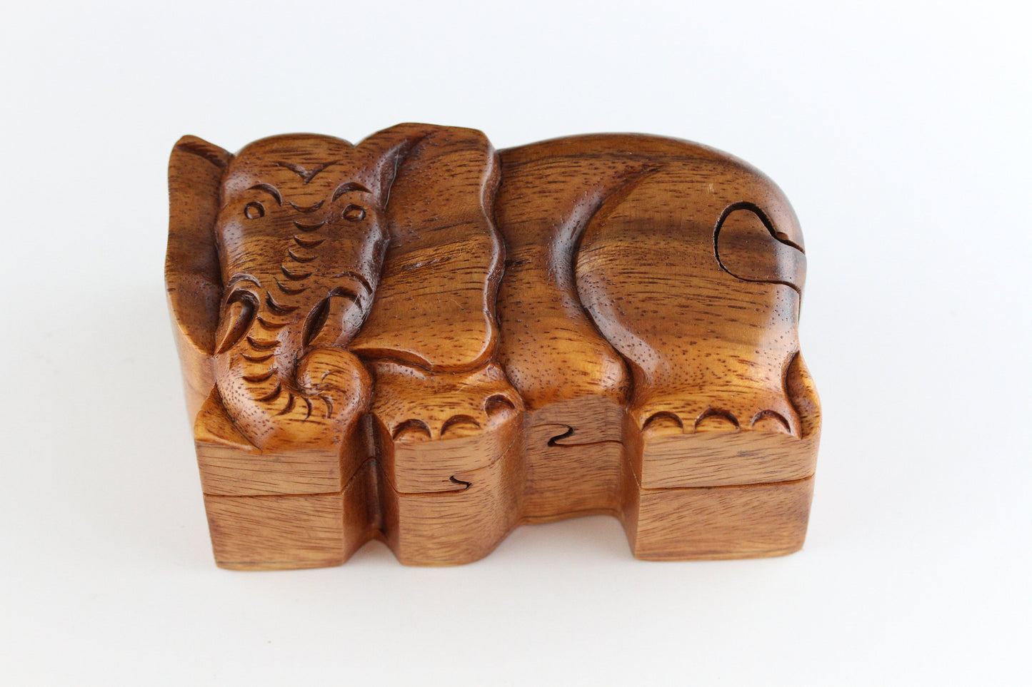 Elephant puzzle box - Hand carved wood box
