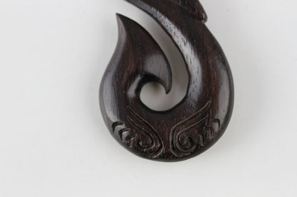 Wood Maori Hook Necklace - W022