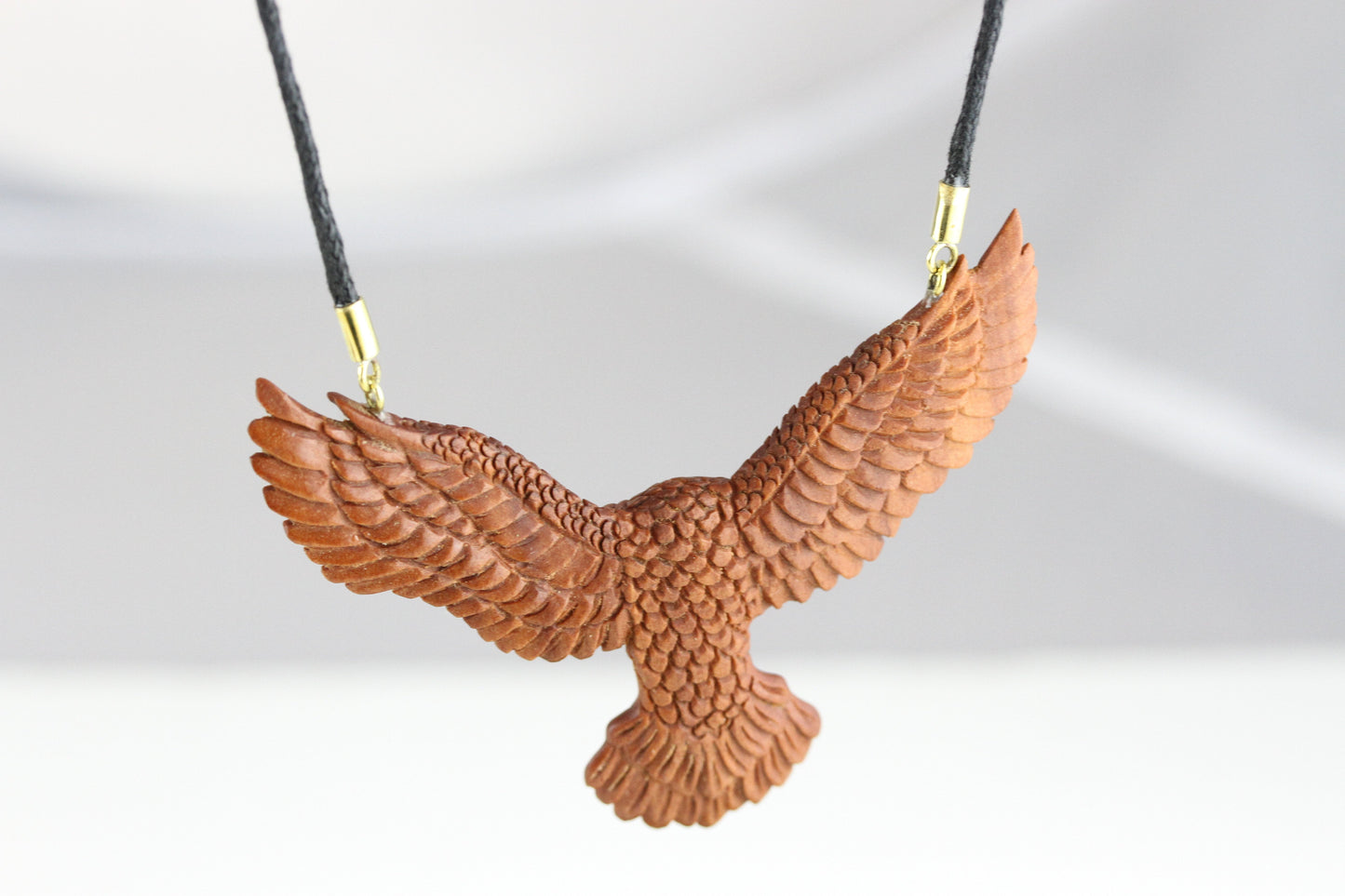 Preying Owl Necklace - Carved Wood Necklace Owl - Z059
