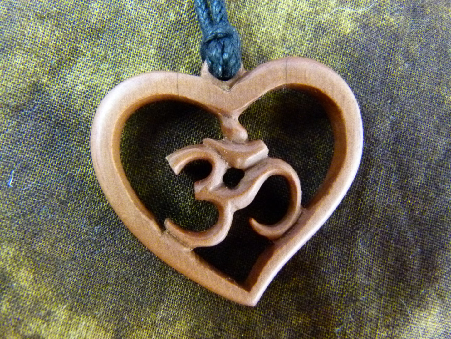 Om Heart Necklace - Hand Carved Sawo Wood -Z008