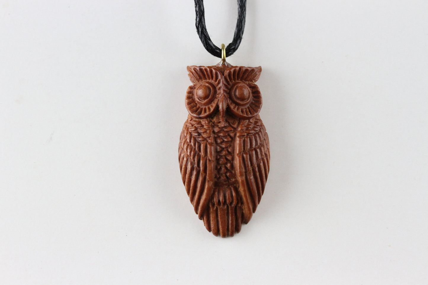 Wooden Wise Owl Necklace - Wood carved necklace - Z003