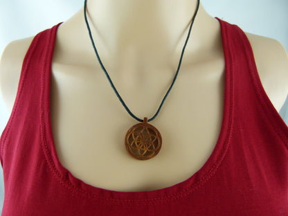 Yantra - Hand Carved Necklace - Wood necklace - Z013