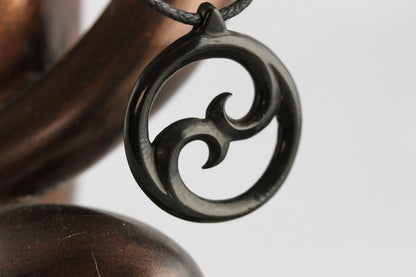 The waves of Yin and Yang Necklace - Horn Carving - Y006