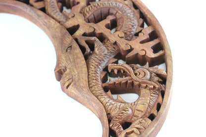 Hand Carved Wooden Dragon Moon Wall Hanging - (Only 4 made)