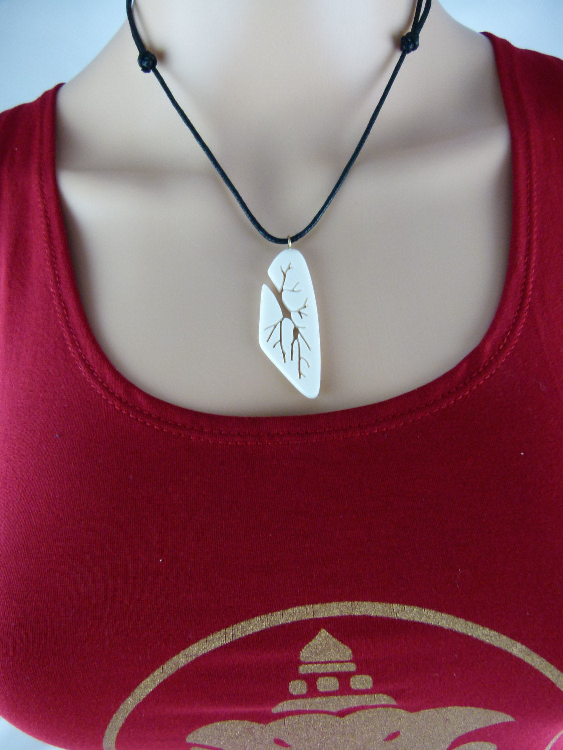 Grounded Roots Necklace - Hand Carved Bone Necklace - X001